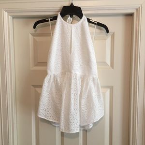 Elizabeth and James Open back Peplum Eyelet Blouse